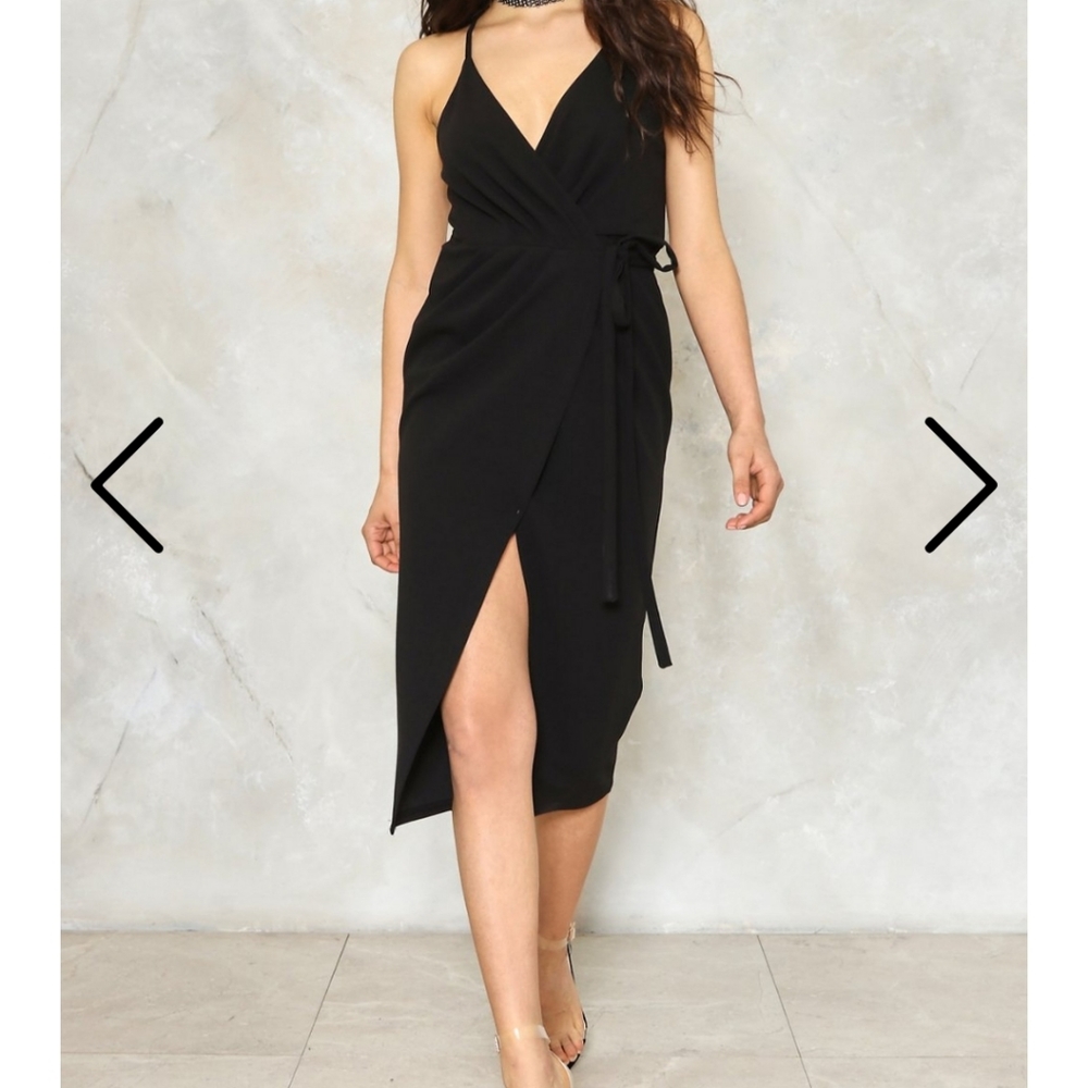 NWT Nasty Gal Spilt way wrap dress (white)